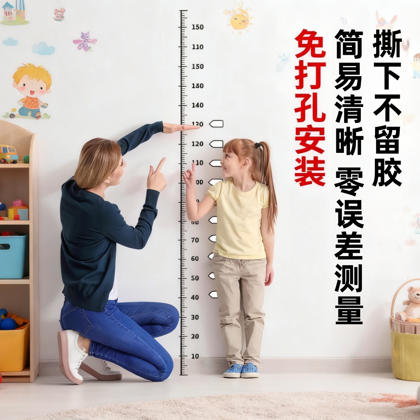 身高测量墙贴透明身高贴