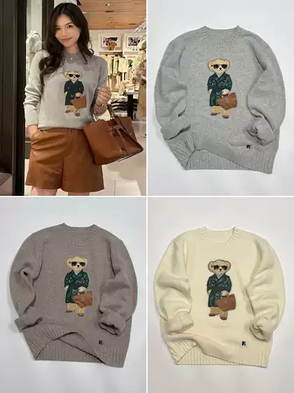 2025 New Model Rl Purple Label Bear Sweater American Style Loose Wool Knitwear