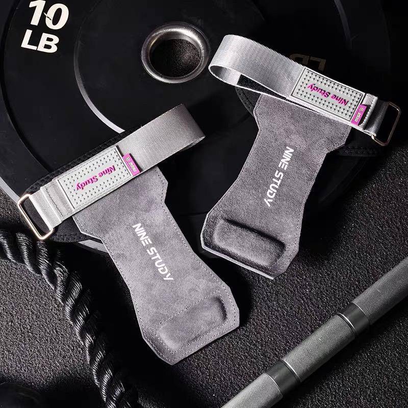 nine study牛皮助力带硬拉健身手套男引体向上撸铁女单杠练背护掌