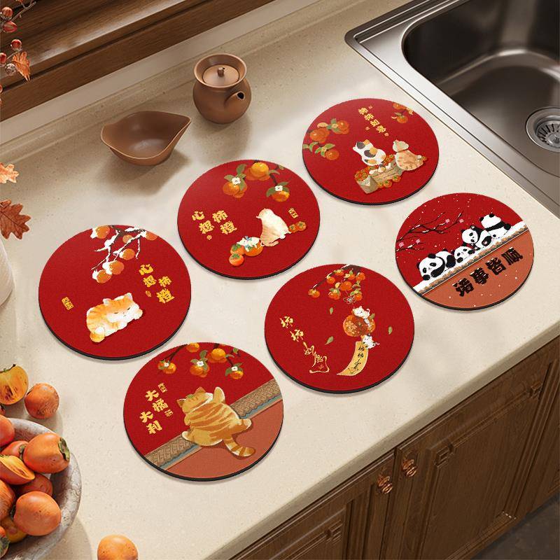 杯垫防烫隔热垫新款家用耐高温餐桌垫子吸水矽藻泥碗盘防滑垫餐垫