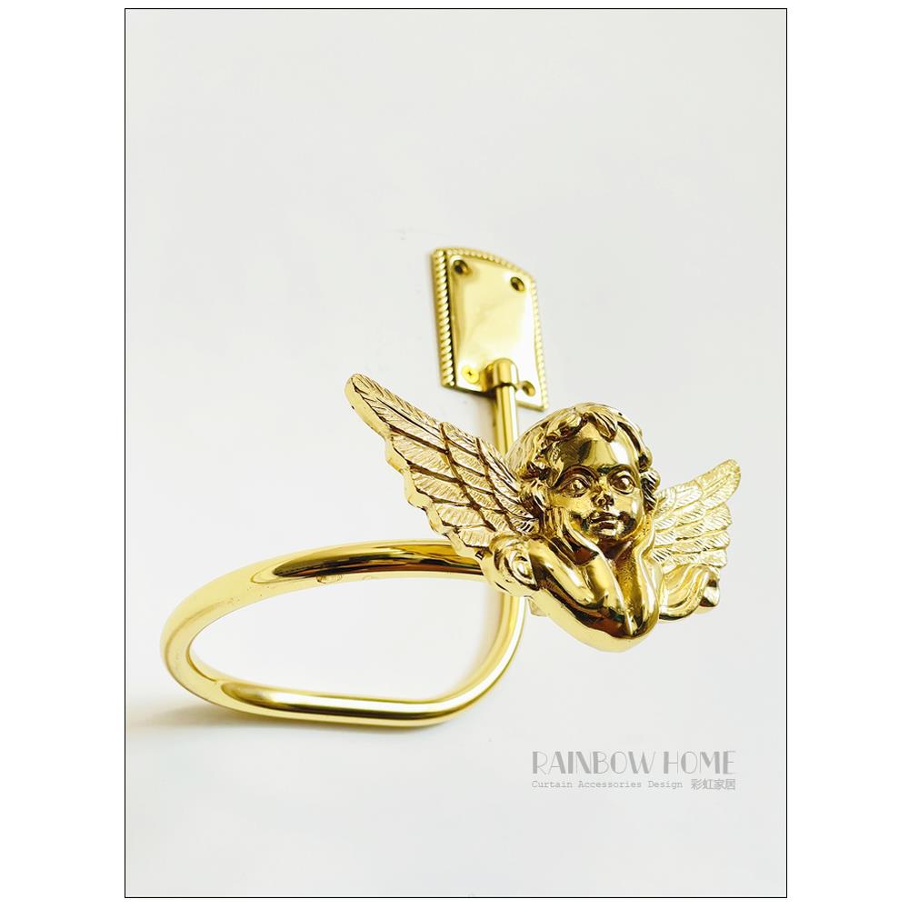 手工失蜡法小天使翅膀黄铜窗帘钩墙钩绑带钩轻奢客厅卧室欧式美式