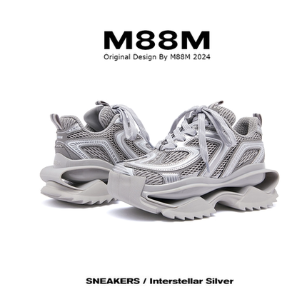 【范丞丞同款】M88M银灰色老爹鞋秋季3M反光镂空底运动跑鞋男女款