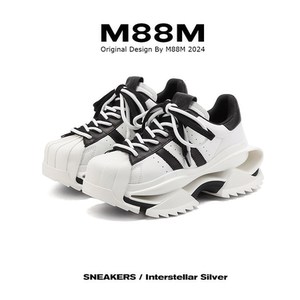M88M2024年秋季新款真皮拼色老爹鞋时尚镂空底增高休闲鞋男女款