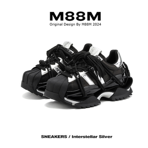 M88M老爹鞋男秋冬新款真皮情侣休闲鞋设计感机甲鞋厚底增高运动鞋