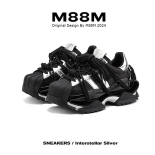 M88M老爹鞋男秋冬新款真皮情侣休闲鞋设计感机甲鞋厚底增高运动鞋