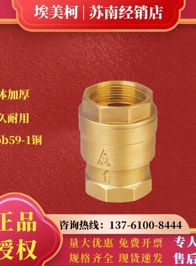 埃美柯412黄铜升降式止回阀4分6分1寸DN15 20 25 32 40 50各尺寸