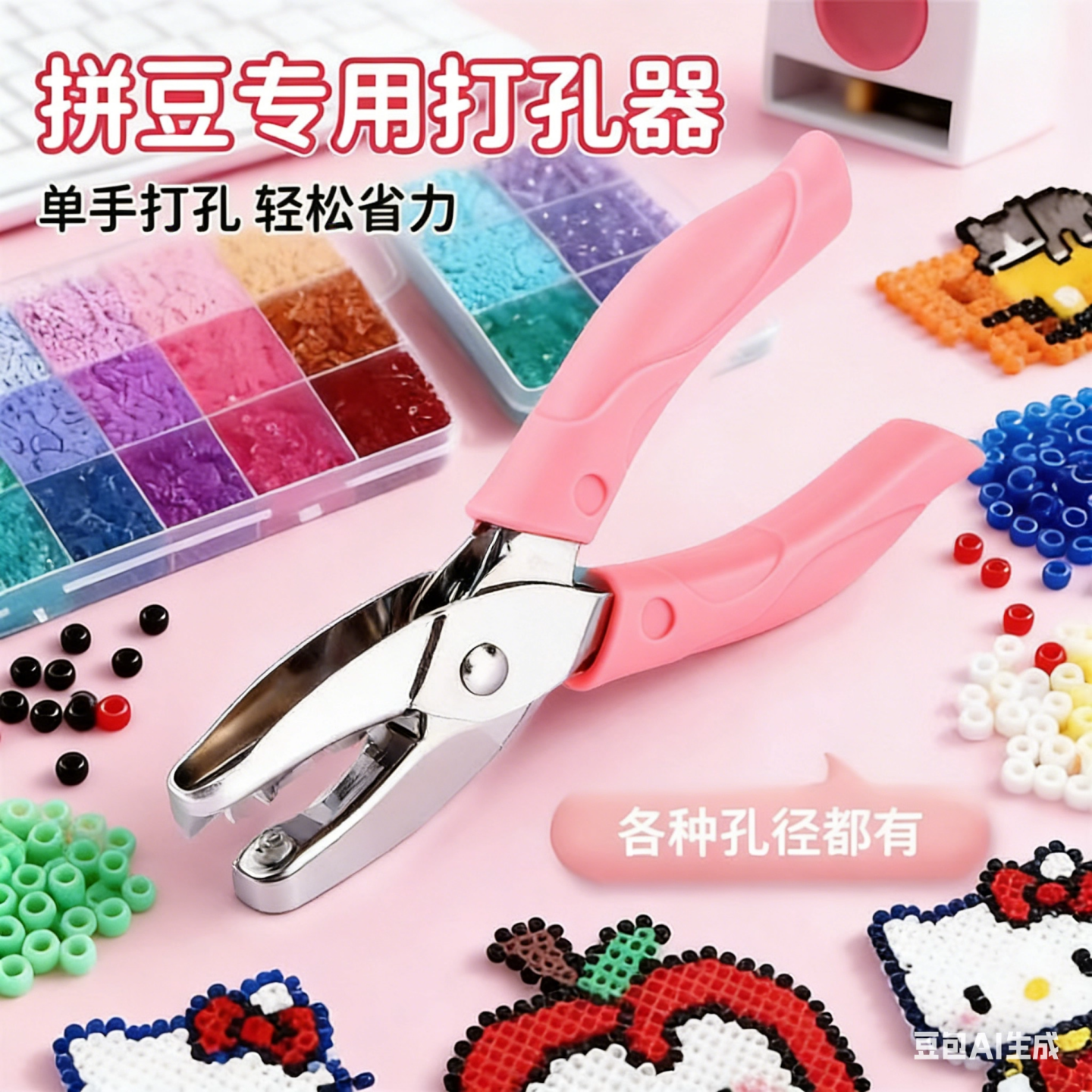 拼豆打洞机打孔机开孔器专用省力工具神器钥匙扣配件拼豆手动小孔