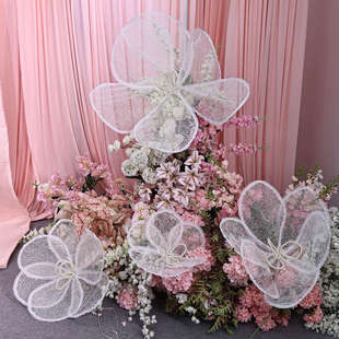 婚庆蕾丝蝴蝶网花道具橱窗摆件活动舞台布置酒店商场花艺装饰美陈