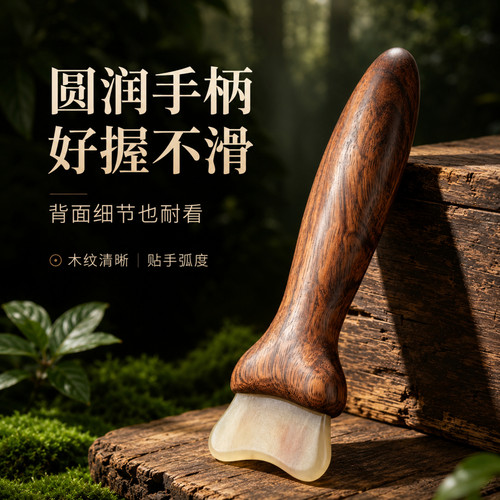 天然羊角檀木面部眼部按摩棒