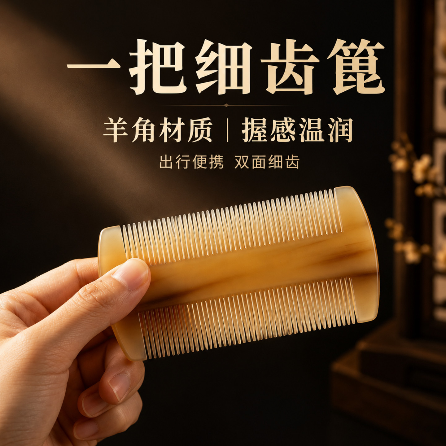 双面羊角篦梳刮头虱子细密齿儿童头皮清洁头发梳理虱子梳加密梳齿
