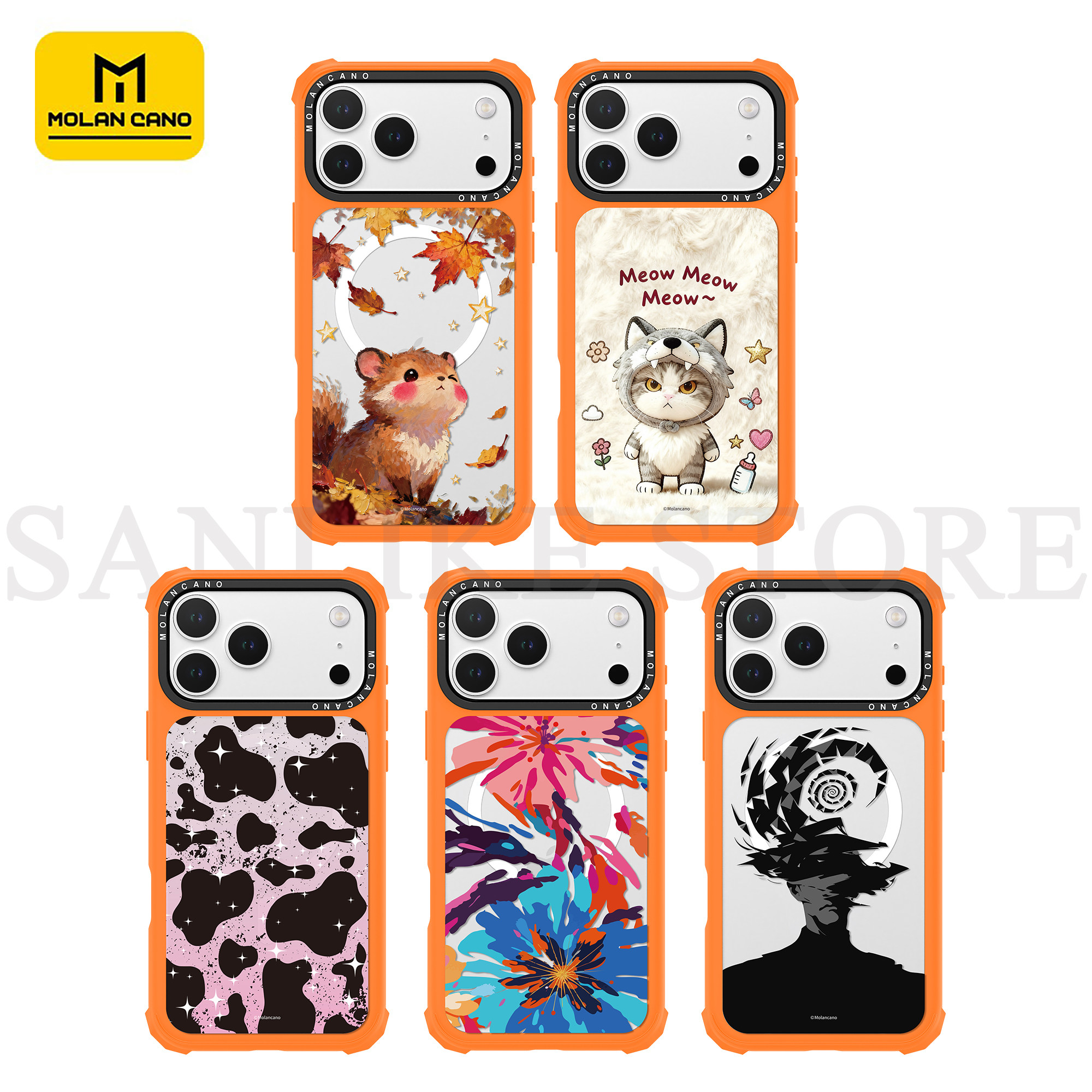 韩国MOLANCANO新款苹果磁吸防摔手机壳星宇橙色适用iphone17promax透明16pro网红保护套15高级可爱14/13外壳