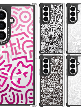 韩国MOLANCANO三星Galaxy Z Fold7手机壳折叠屏中轴铰链保护壳涂鸦兔子猫咪可爱透明轻薄防摔外壳磁吸保护套