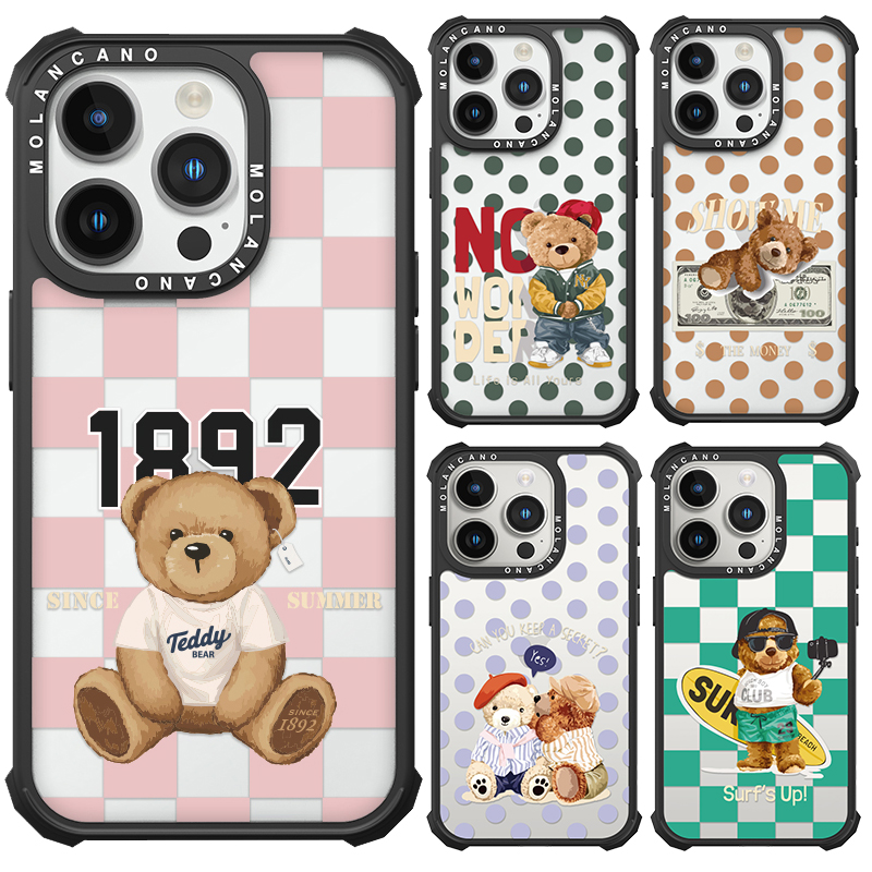 韩国MOLAN CANO新款网红苹果手机壳磁吸创意可爱波点萌熊防摔适用iphone16promax透明17保护壳15保护套卡通14