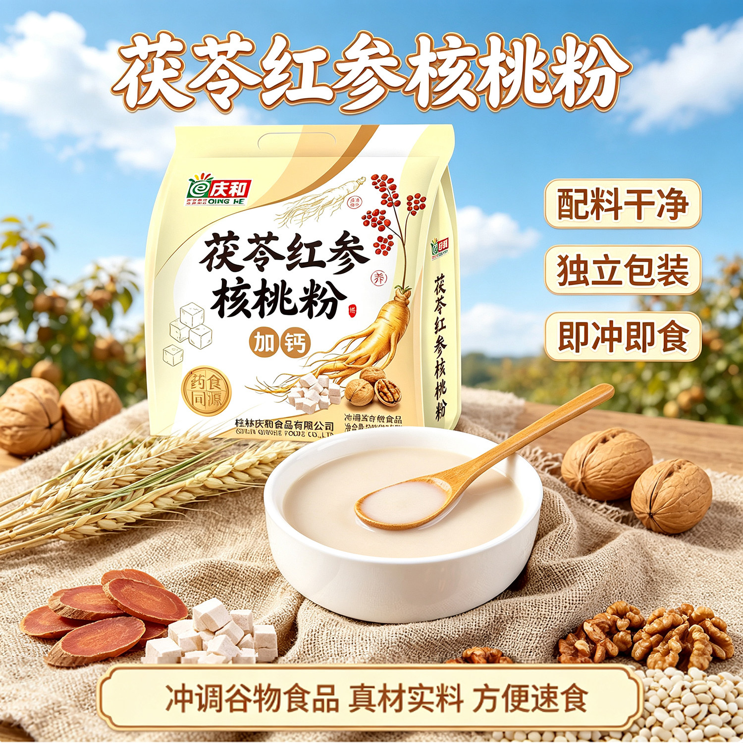 庆和茯苓红参核桃营养代餐粉