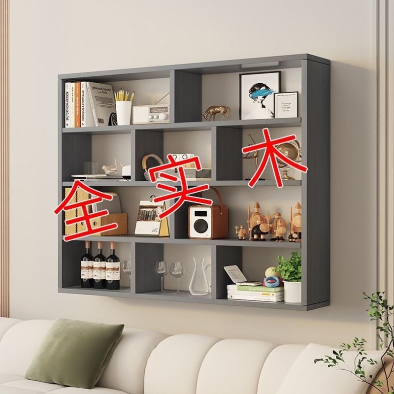餐厅壁挂式酒架厨房展示架特价置物架全多层实木柜子挂壁家用书架