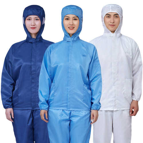 藏青防尘防静电工作服套装