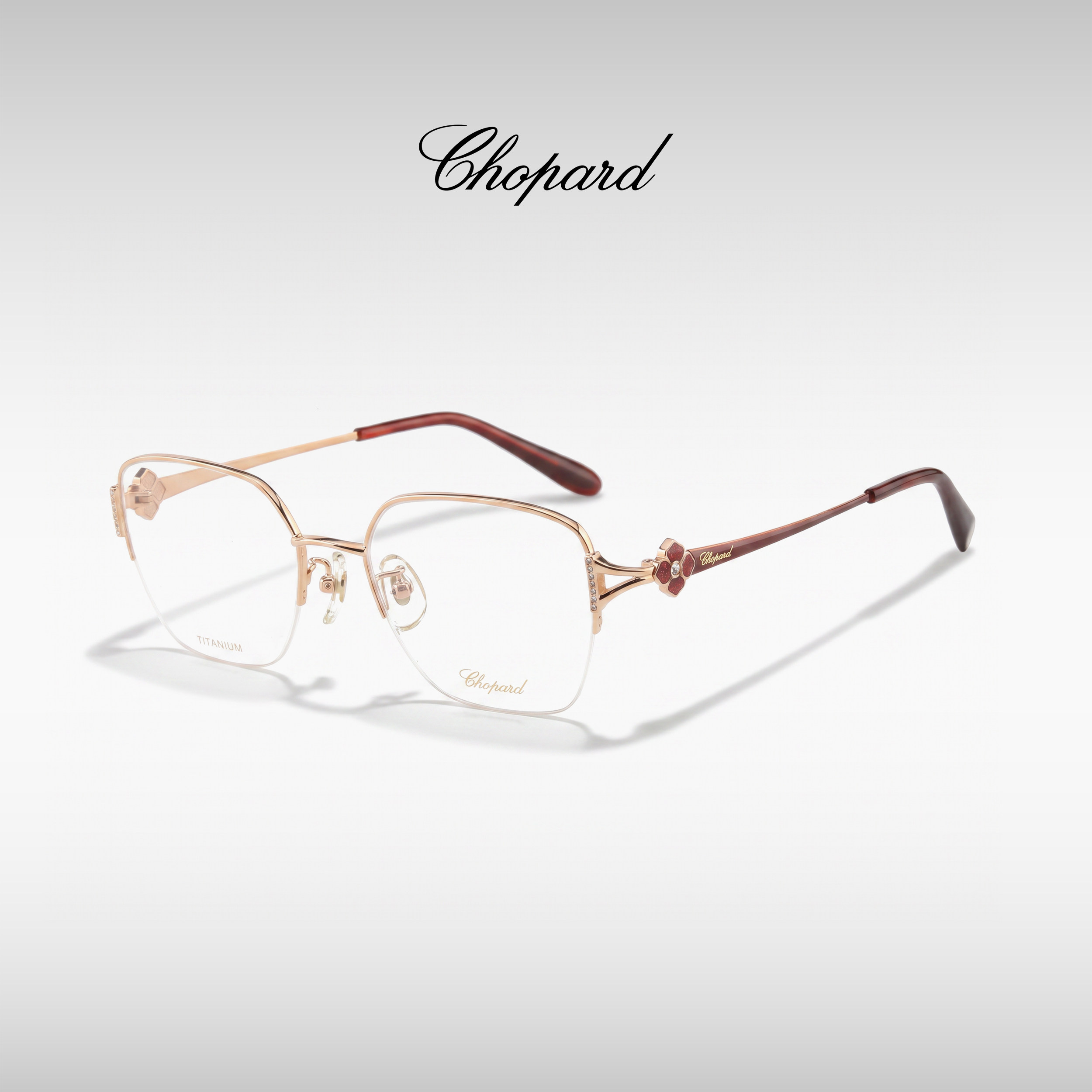 萧邦眼镜框女士正品CHOPARD复古优雅钛金属半框商务眼镜架VCHL71J