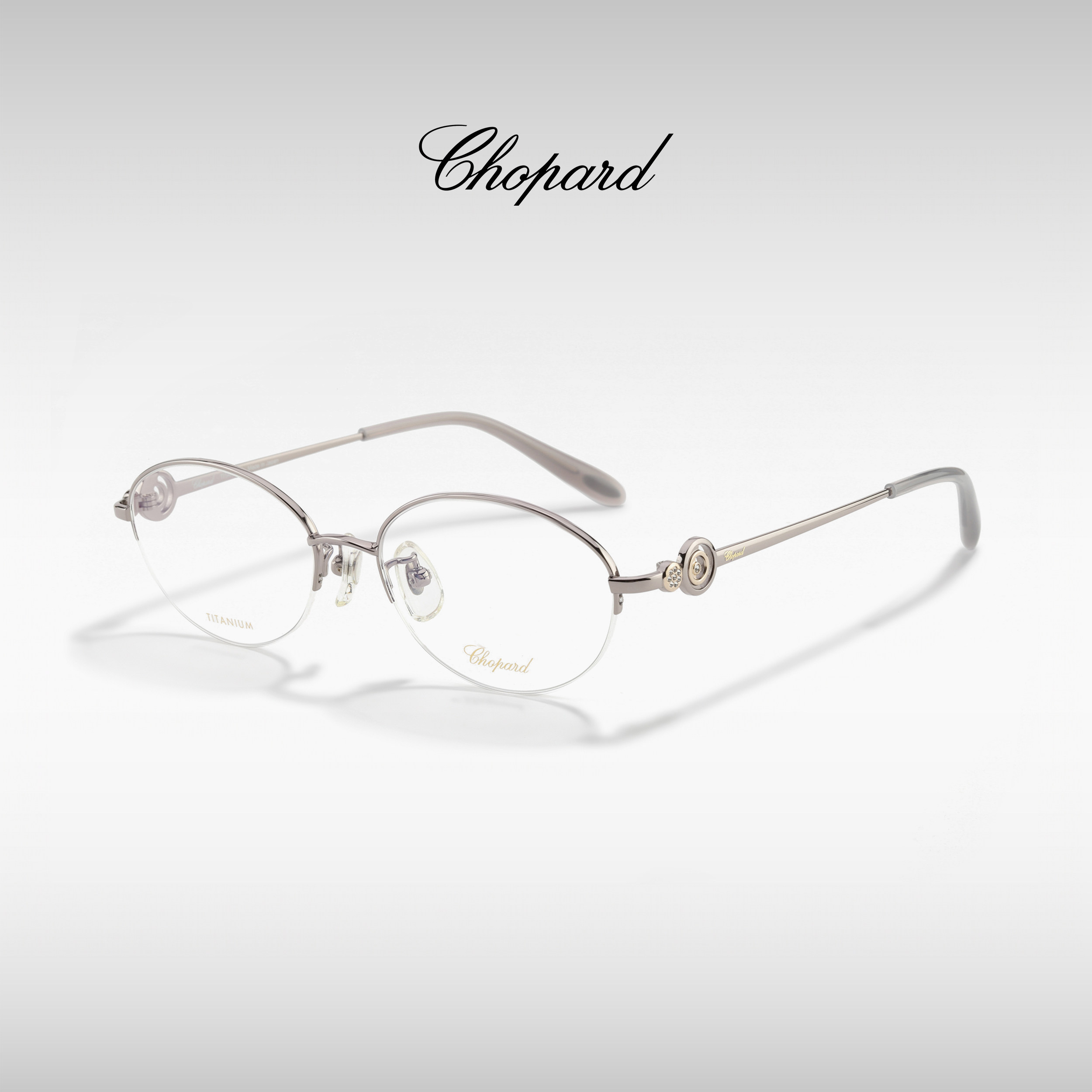 萧邦眼镜框女士CHOPARD商务椭圆半框钛金属复古简约眼镜架VCHM35J