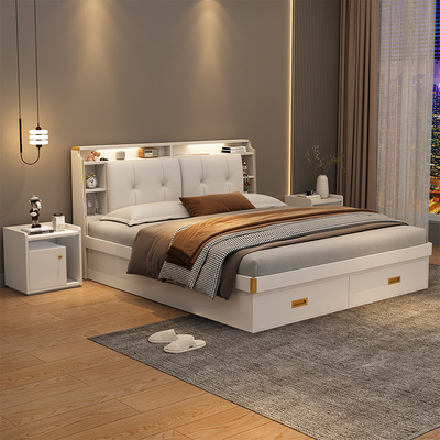 现代简约高箱储物床主卧