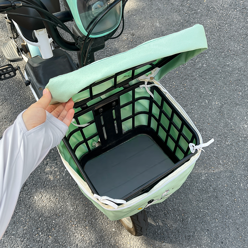 ins风电动车前置车筐防水罩车篮