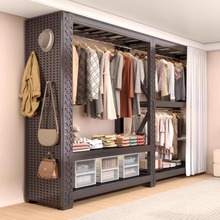 货架衣柜简易组装家用卧室房衣帽间收纳架子开放式钢制金属挂衣架