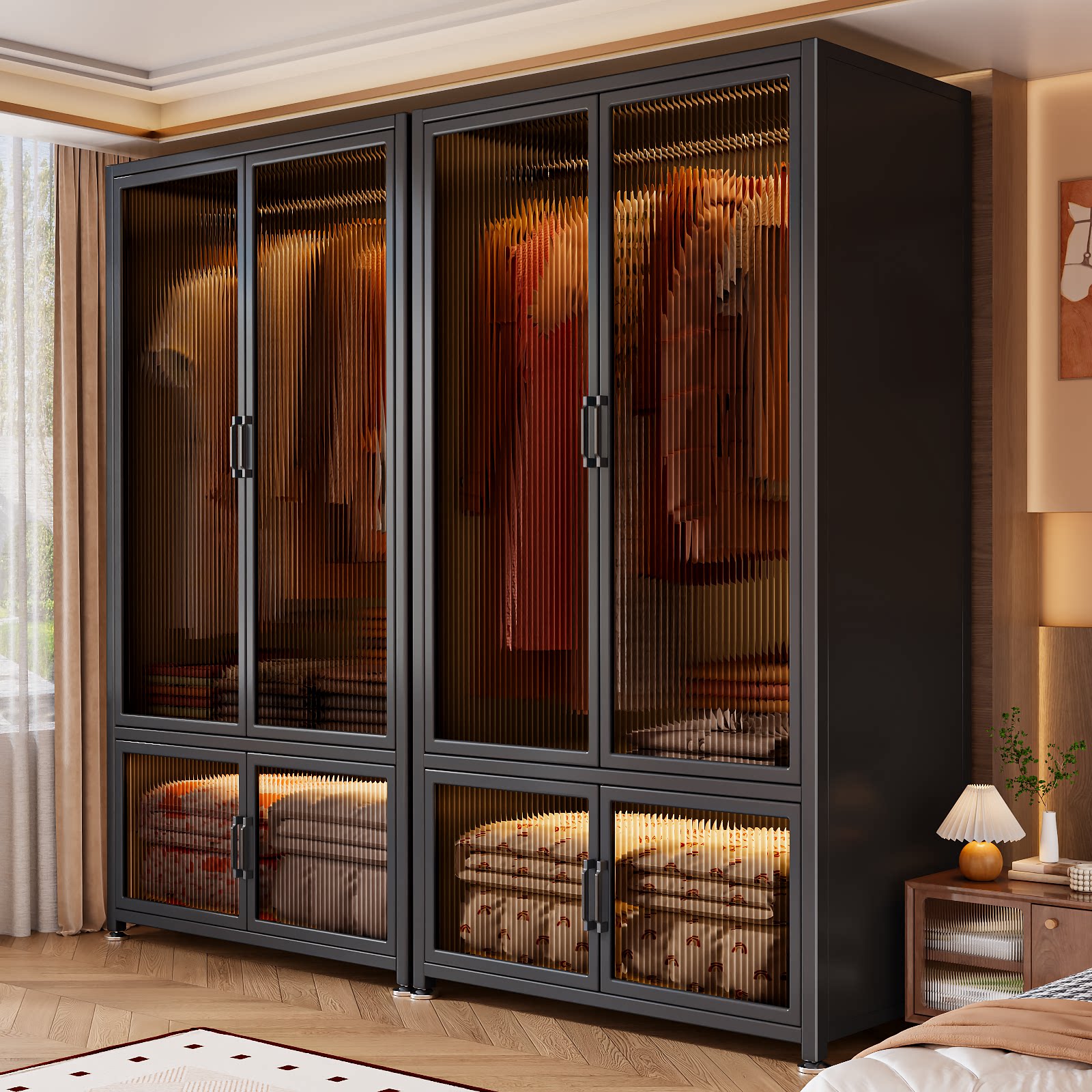 简易衣柜出租房挂衣架卧室储物柜家用组装金属防尘衣橱衣服收纳柜