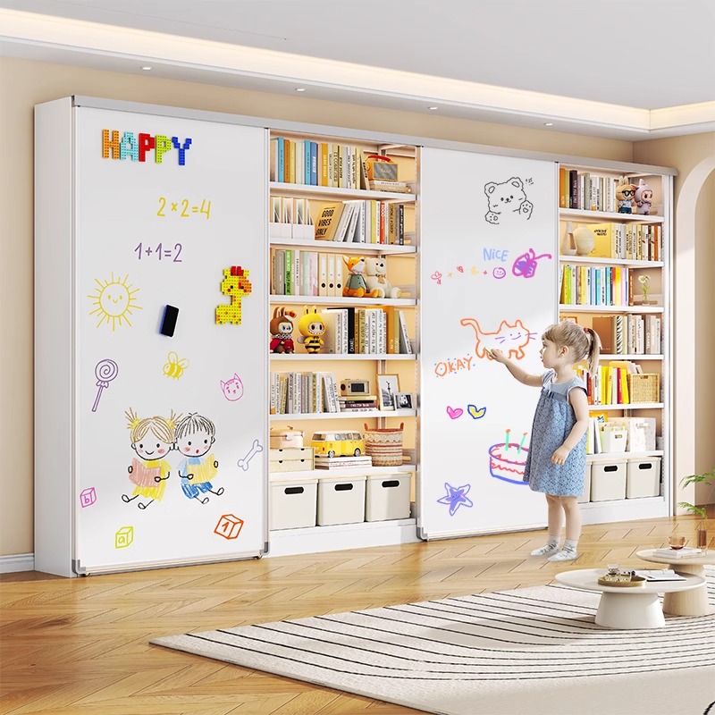 钢制书架带磁吸白板门多层组合