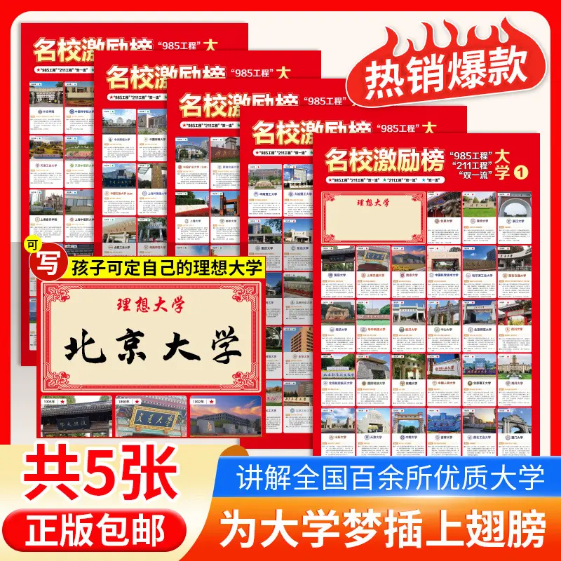 高考名牌名校目标墙贴挂图励志初