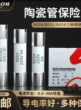 RO55 R054 R058陶瓷保险丝管5X25熔断器熔芯6x30 1A2A5A6A10A20A
