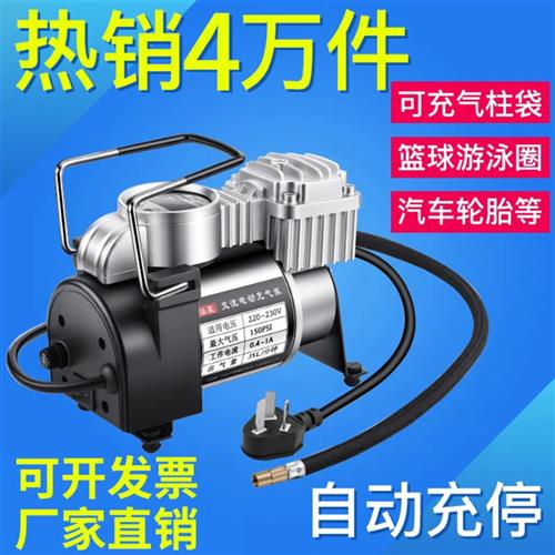 220V家用双缸电动打气机汽车轮胎篮球气柱袋打气筒游泳圈打气泵