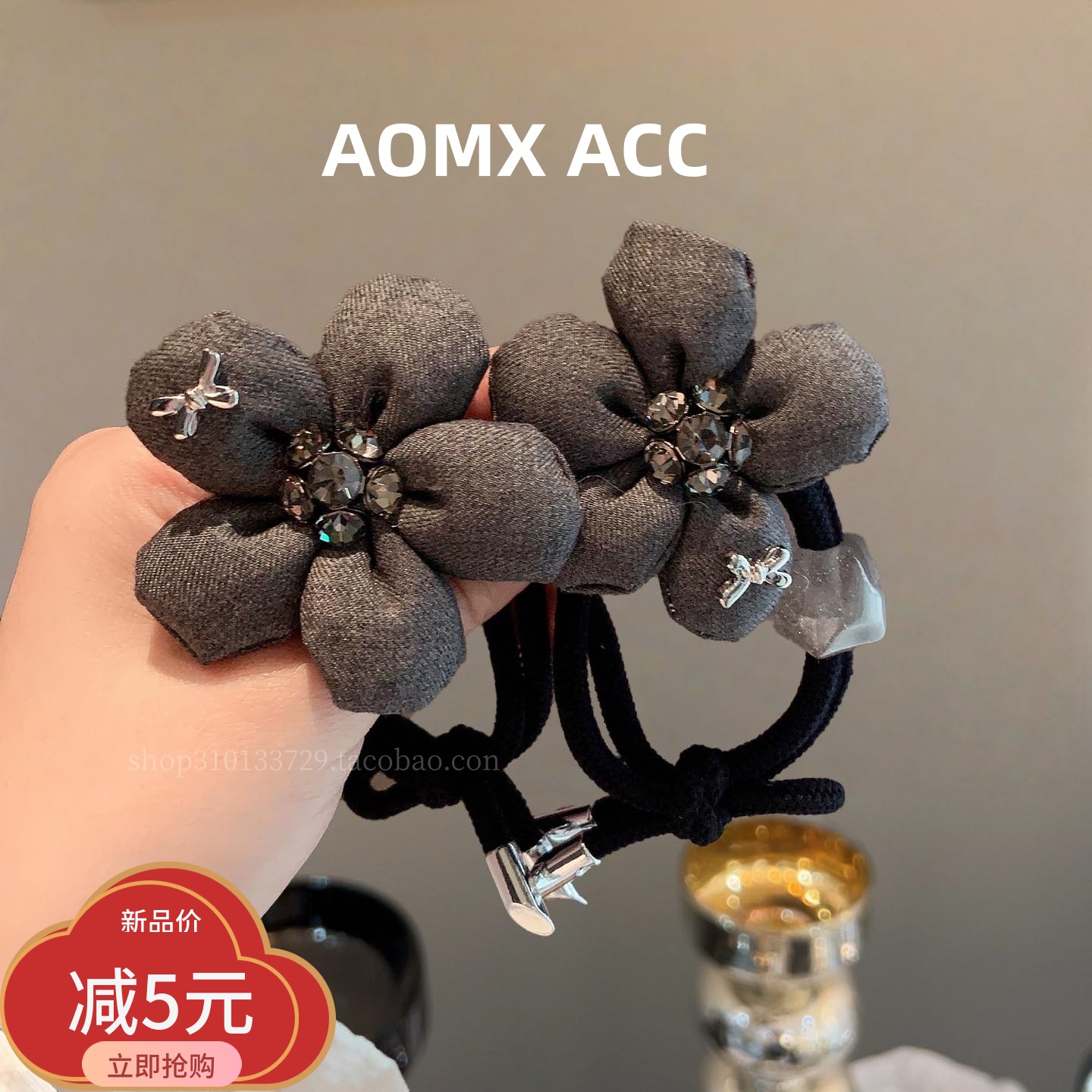 韩国东大门新款布艺立体花朵发绳女新款优雅百搭扎头发高弹力头绳