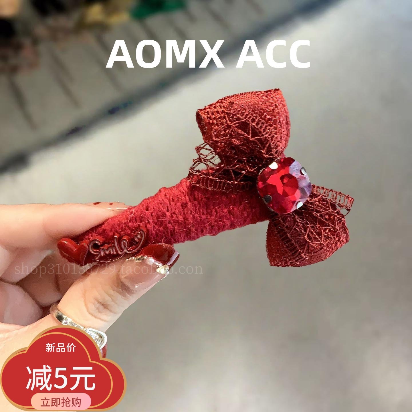 日韩风红色蝴蝶结水钻bb夹女布艺边夹高级感百搭发饰水晶刘海夹,饰品/流行首饰/时尚饰品新,发饰,淘宝优惠券,粉丝福利购,淘宝优惠卷