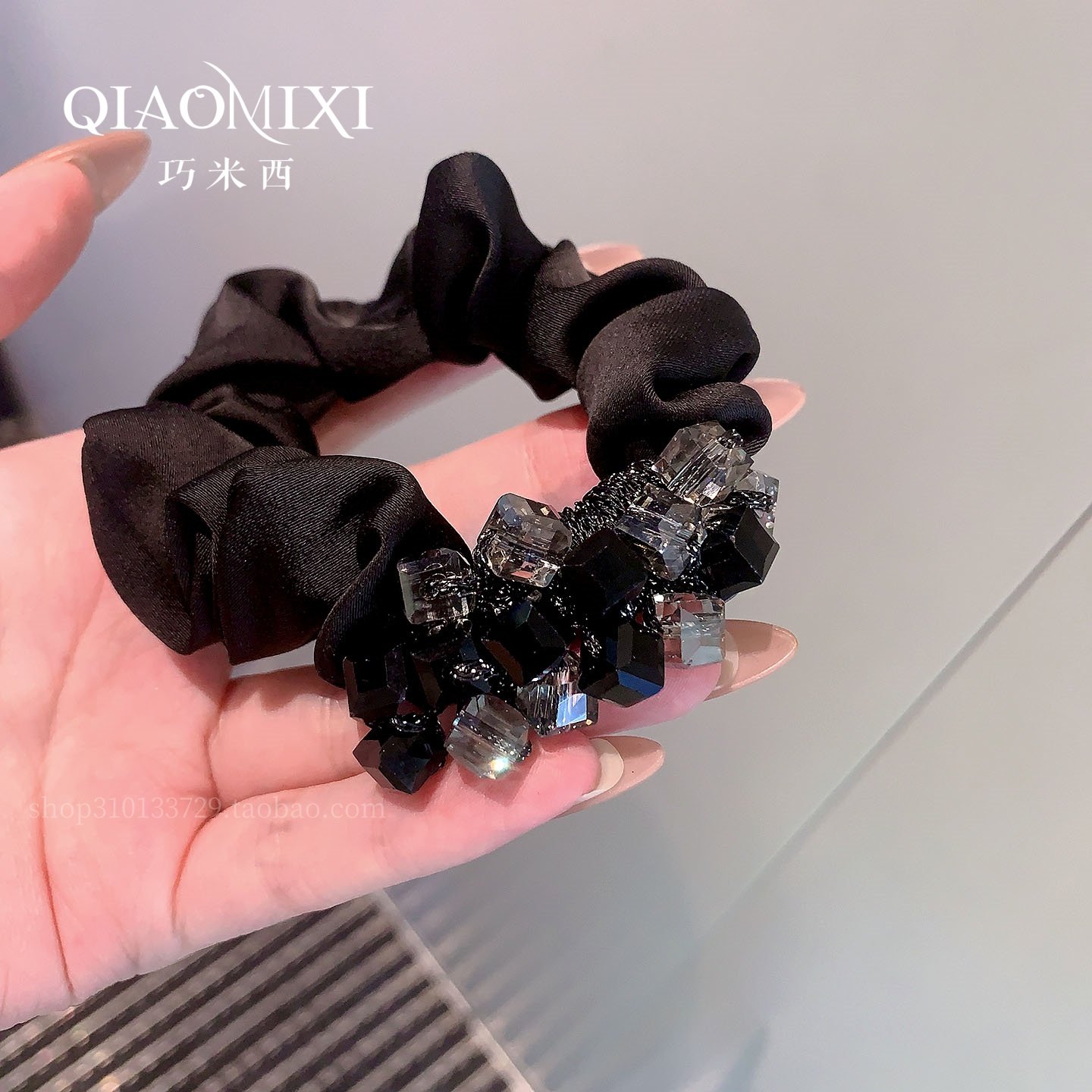 水晶串珠发绳女2026年新款头绳扎马尾大肠发圈高弹不伤发头饰气质