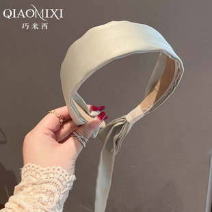 气质港风复古绿色飘带发箍2025年夏季新款宽边压发发发卡头箍头饰