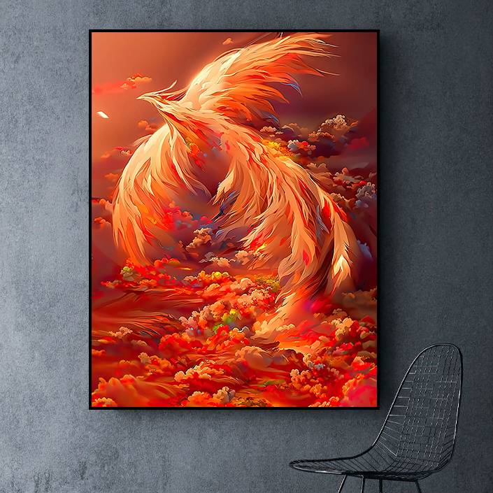 画画成人涂色凤凰于飞diy手工绘填中国风神兽鸾凤丙烯装