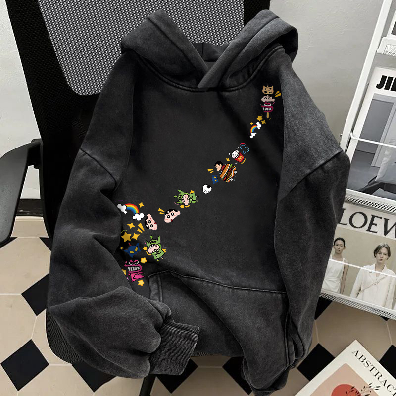 大码300斤趣味卡通印花连帽卫衣