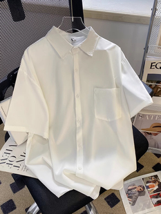 300斤大码男装cleanfit高级感毕业答辩白衬衫男女夏季短袖薄衬衣2