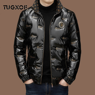 高级感保暖羽绒服男2023年冬季新款白鸭绒隔热舒适中年爸爸外套