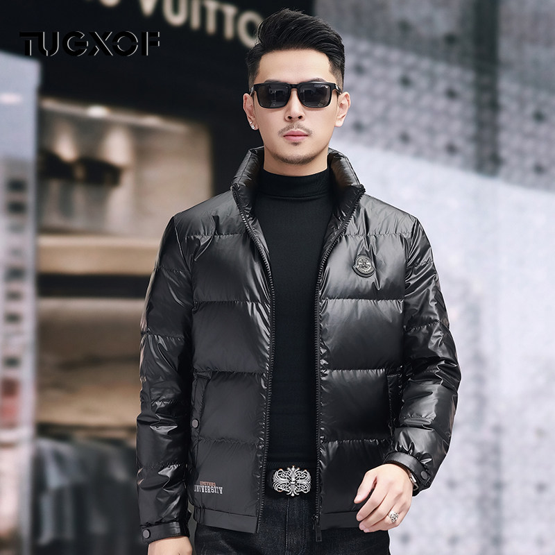 羽绒服男冬季2025新款亮面立领短款时尚加厚保暖冬装外套男冬装潮