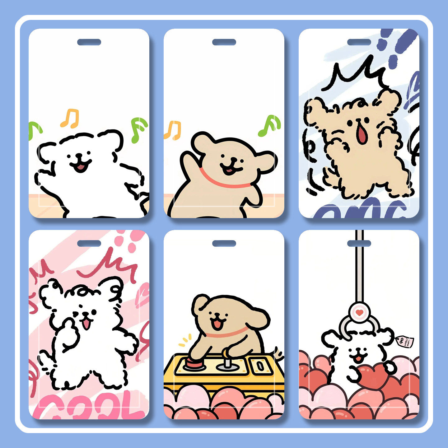 线条小狗周边游戏学生卡多功能游戏胸牌双面透明精美滑盖硬饭卡套