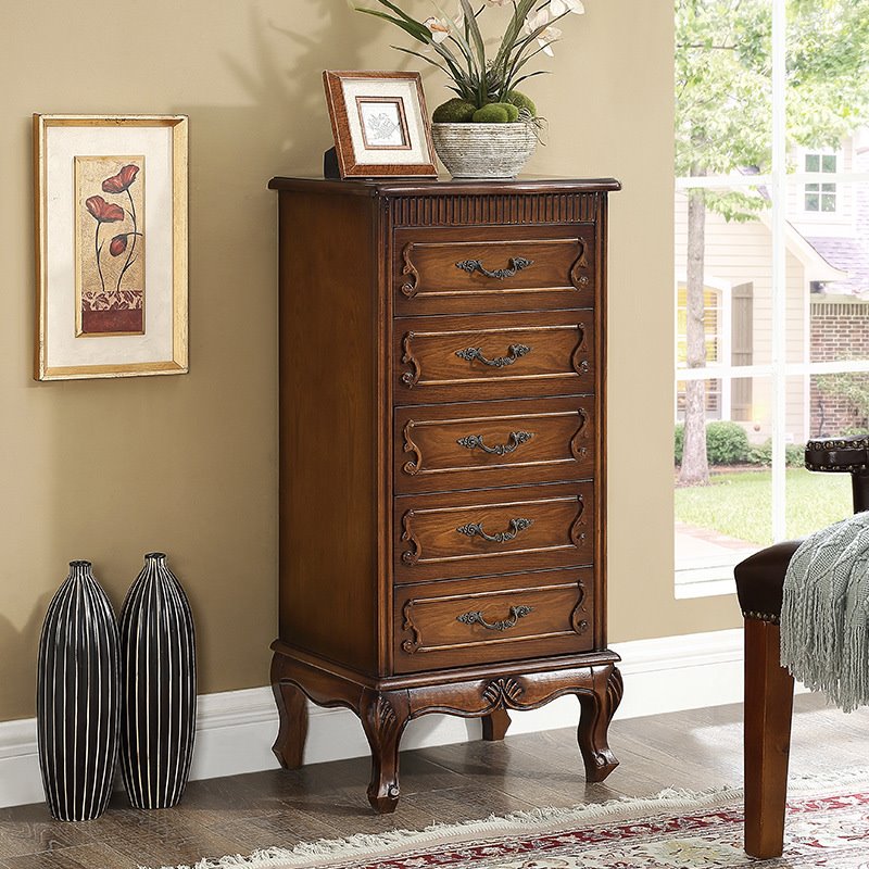 美式五斗柜收纳柜全实木柜子储物柜卧室柜子客厅靠墙组合抽屉柜