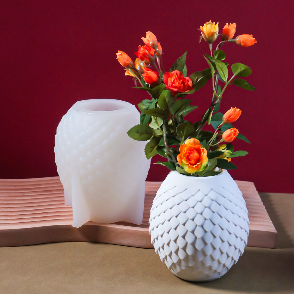 众城鳞花瓶硅胶模具 diy水泥石膏混凝土家居装饰摆件模具跨境热销,电子元器件市场,电线扎带/束线带,淘宝优惠券,粉丝福利购,淘宝优惠卷