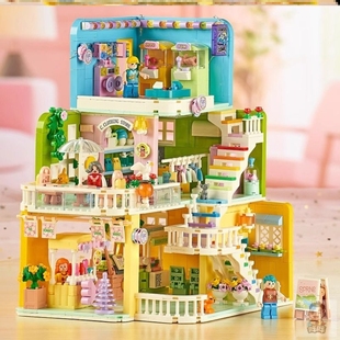 女孩街景温馨家园商店拼装积木玩具房子别墅女生模型摆件适用乐高