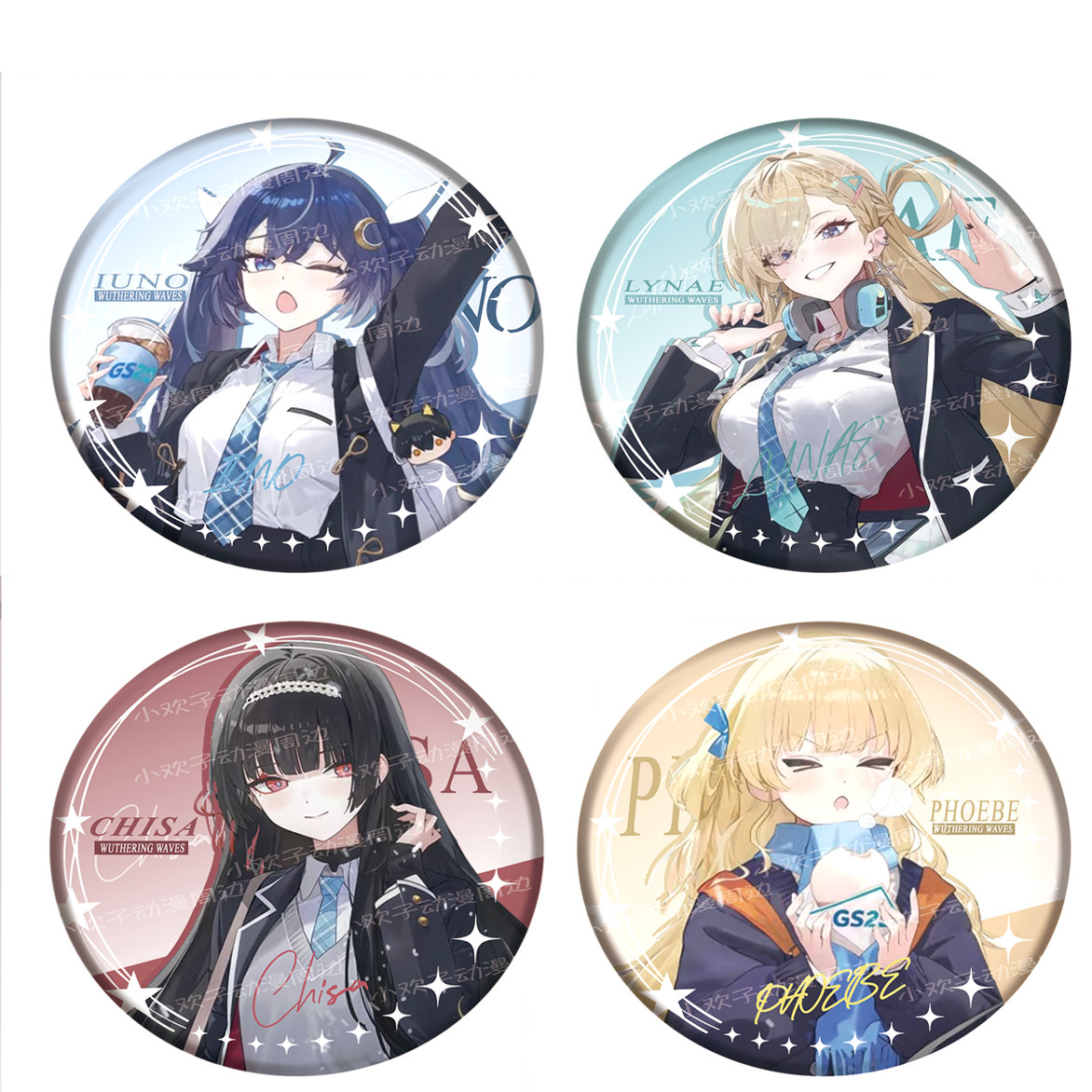 鸣潮58mm同人双闪徽章吧唧尤诺千咲菲比琳奈款马口铁加厚胸针谷子