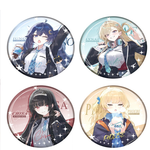 鸣潮58mm同人双闪徽章吧唧尤诺千咲菲比琳奈款马口铁加厚胸针谷子