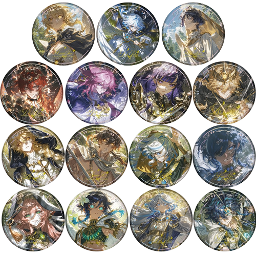 【作者授权】原神在神明之后系列双闪吧唧徽章全角色芙宁娜散兵荧