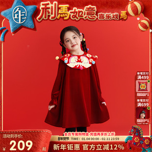 年衣童装儿童连衣裙冬季新款女童中式甜美女孩长袖裙子短裙拜年服