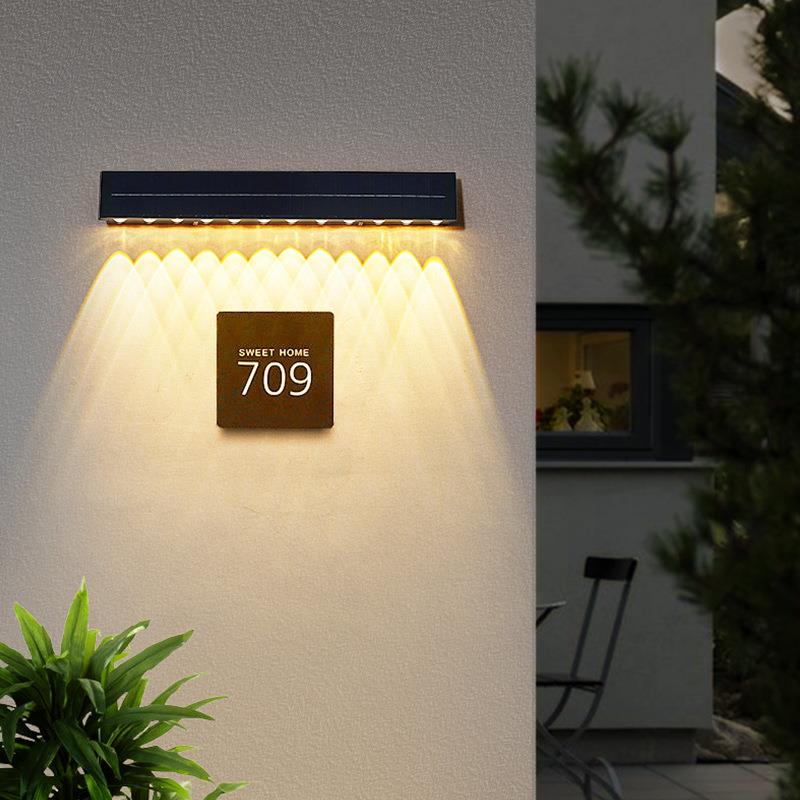 太阳能壁灯户外发光洗墙射灯围墙超亮别墅门牌灯庭院外墙灯露台灯
