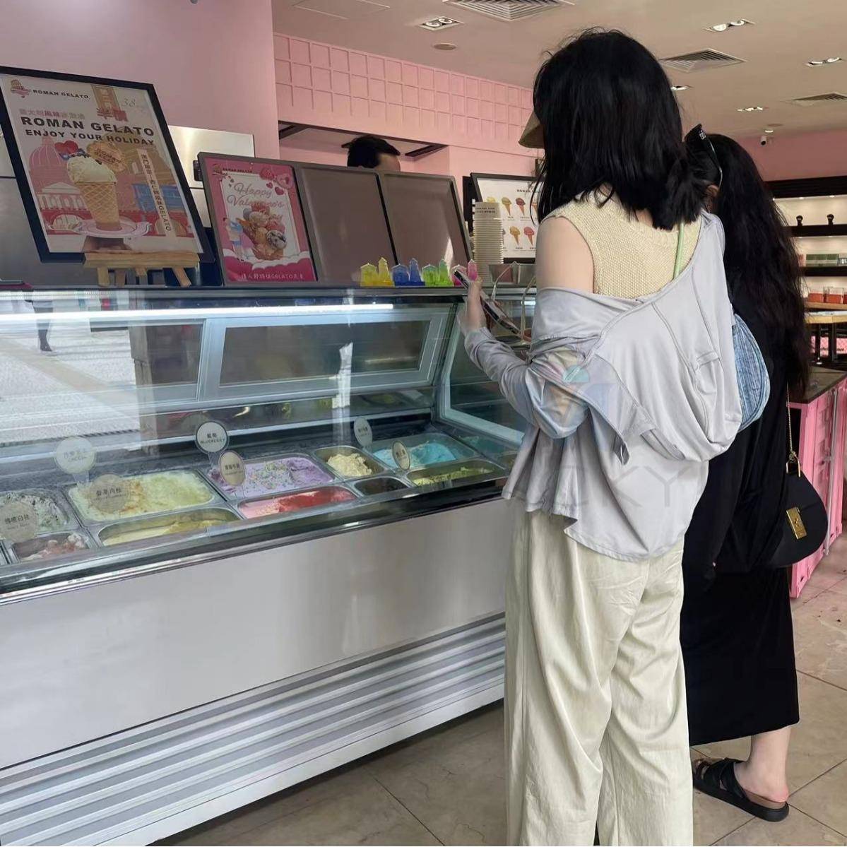 商用冷冻雪糕柜冰柜冰激淋柜卧式硬质冰激凌展示柜冰淇淋展示柜