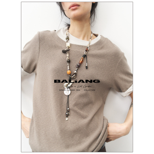 BALIANG「捌樑」杈branch'重工腰果花挂腰包链手工编绳流苏项链